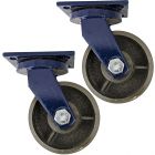 2pcs 6 inch super heavy duty caster wheel industrial castor all metal heat resistant swivel without brake/lock for flat ground and high temperature use 1200kg ea capacity 200mm high