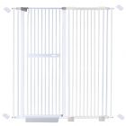 extra tall 150cm baby pet security gate metal safety guard tension pressure mounted for children dog kitten adjustable width range 125-135cm largest gap between bars 42mm model b41 white