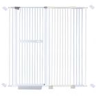 extra tall 150cm baby pet security gate metal safety guard tension pressure mounted for children dog kitten adjustable width range 135-145cm largest gap between bars 42mm model b42 white