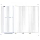 extra tall 150cm baby pet security gate metal safety guard tension pressure mounted for children dog kitten adjustable width range 195-205cm largest gap between bars 42mm model b444 white