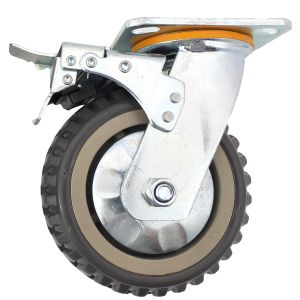 6inch plastic caster wheel industrial castor solid ribbed tread tyre with cover swivel with brake/lock rough terrain