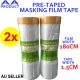 2x 180CM Extra Wide Tape and Drape Pre-taped Masking Film Tape 12M Long