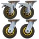 4pcs set 6inch rubber caster wheel industrial castor solid treaded tyre 2 swivel&lock + 2 swivel only for flat or rough terrain 350kg ea overall height 185mm