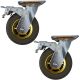 2pcs 6 inch rubber caster wheel industrial castor solid ribbed tread tyre swivel with brake/lock for flat or rough terrain 350kg ea